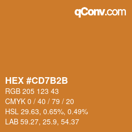 Color code: HEX #CD7B2B | qconv.com