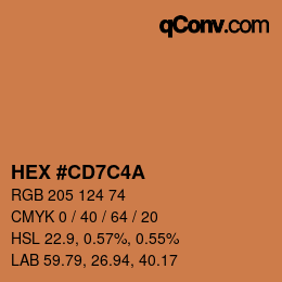 Color code: HEX #CD7C4A | qconv.com