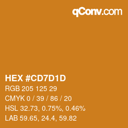 カラーコード: HEX #CD7D1D | qconv.com