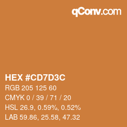 Color code: HEX #CD7D3C | qconv.com
