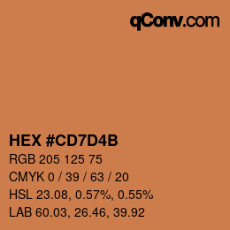 Color code: HEX #CD7D4B | qconv.com