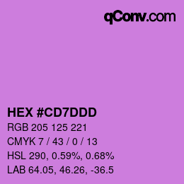 颜色代码: HEX #CD7DDD | qconv.com