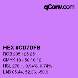 Color code: HEX #CD7DFB | qconv.com