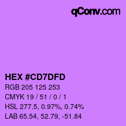 颜色代码: HEX #CD7DFD | qconv.com