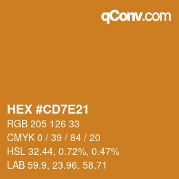 Color code: HEX #CD7E21 | qconv.com