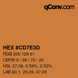 Color code: HEX #CD7E3D | qconv.com