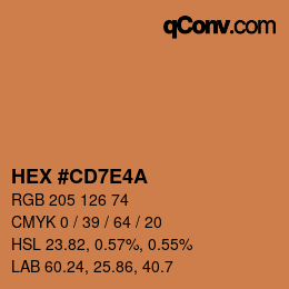 Color code: HEX #CD7E4A | qconv.com