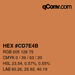 Color code: HEX #CD7E4B | qconv.com