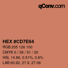 カラーコード: HEX #CD7E64 | qconv.com