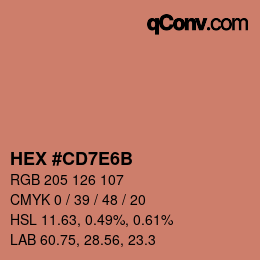 カラーコード: HEX #CD7E6B | qconv.com