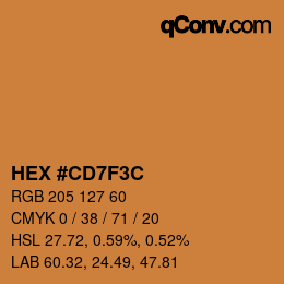 Color code: HEX #CD7F3C | qconv.com
