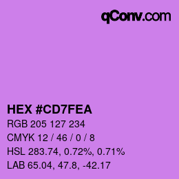 カラーコード: HEX #CD7FEA | qconv.com