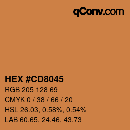 Farbcode: HEX #CD8045 | qconv.com