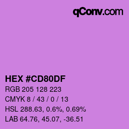 カラーコード: HEX #CD80DF | qconv.com