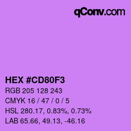 Color code: HEX #CD80F3 | qconv.com