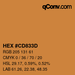 Color code: HEX #CD833D | qconv.com