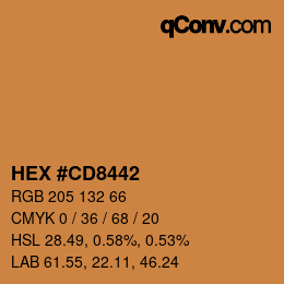 Farbcode: HEX #CD8442 | qconv.com