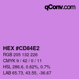 カラーコード: HEX #CD84E2 | qconv.com