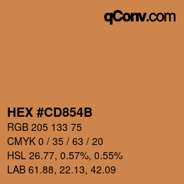 カラーコード: HEX #CD854B | qconv.com