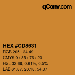 Color code: HEX #CD8631 | qconv.com