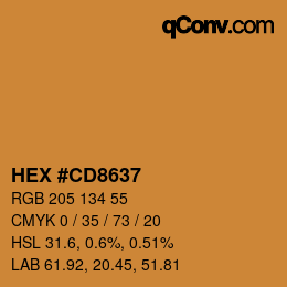 カラーコード: HEX #CD8637 | qconv.com