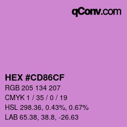 Color code: HEX #CD86CF | qconv.com