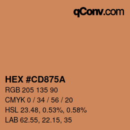 Color code: HEX #CD875A | qconv.com