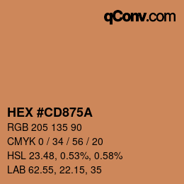 Color code: HEX #CD875A | qconv.com