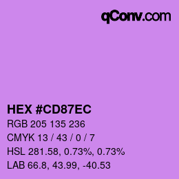 Color code: HEX #CD87EC | qconv.com