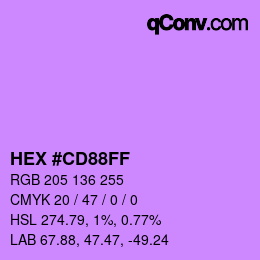 Color code: HEX #CD88FF | qconv.com