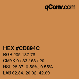 Color code: HEX #CD894C | qconv.com