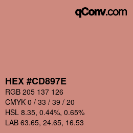 カラーコード: HEX #CD897E | qconv.com
