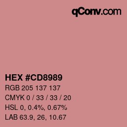 Farbcode: HEX #CD8989 | qconv.com