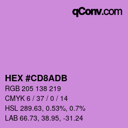 颜色代码: HEX #CD8ADB | qconv.com