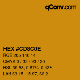Farbcode: HEX #CD8C0E | qconv.com