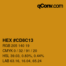 Color code: HEX #CD8C13 | qconv.com