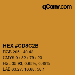 Farbcode: HEX #CD8C2B | qconv.com