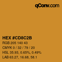 Color code: HEX #CD8C2B | qconv.com