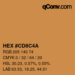 カラーコード: HEX #CD8C4A | qconv.com