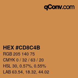 カラーコード: HEX #CD8C4B | qconv.com