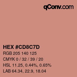 カラーコード: HEX #CD8C7D | qconv.com