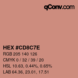 Code couleur: HEX #CD8C7E | qconv.com