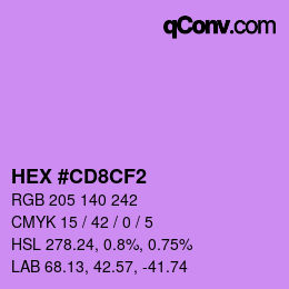 颜色代码: HEX #CD8CF2 | qconv.com