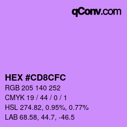 カラーコード: HEX #CD8CFC | qconv.com