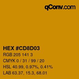 カラーコード: HEX #CD8D03 | qconv.com