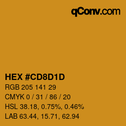 カラーコード: HEX #CD8D1D | qconv.com