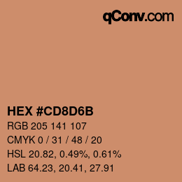 颜色代码: HEX #CD8D6B | qconv.com