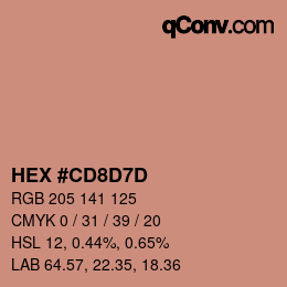 カラーコード: HEX #CD8D7D | qconv.com