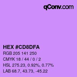 Color code: HEX #CD8DFA | qconv.com