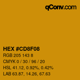 Color code: HEX #CD8F08 | qconv.com